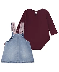 Levi's Baby Girls Long-Sleeve Bodysuit and Denim Skirtall, 2-Piece Set