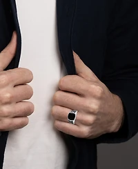 Esquire Men's Jewelry Black Onyx and Black Spinel Stones Ring in Sterling Silver