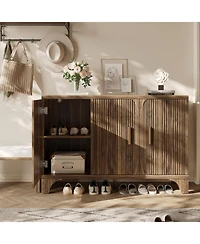 Sugift Modern Farmhouse Tv Stand, 2-Door Tv Cabinet for Tv up to 65"