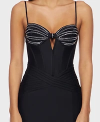 Alex & Sophia Juniors' Crystal Stones Sweetheart Dress