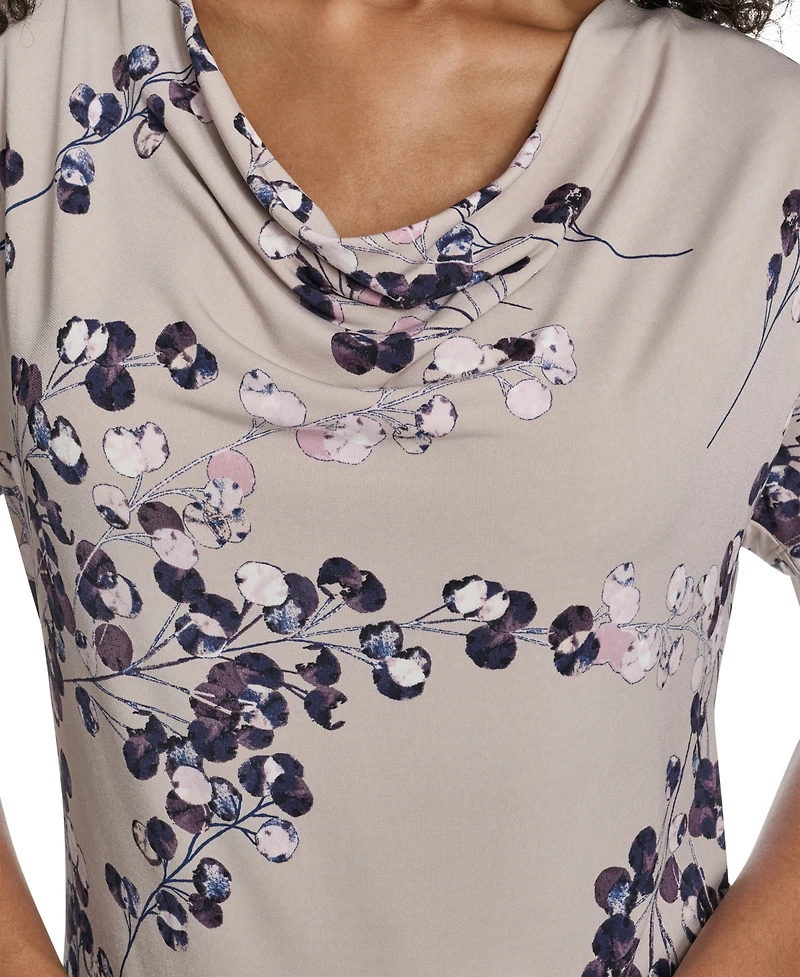 Calvin Klein Women's Printed Drape Front Short-Sleeve Top
