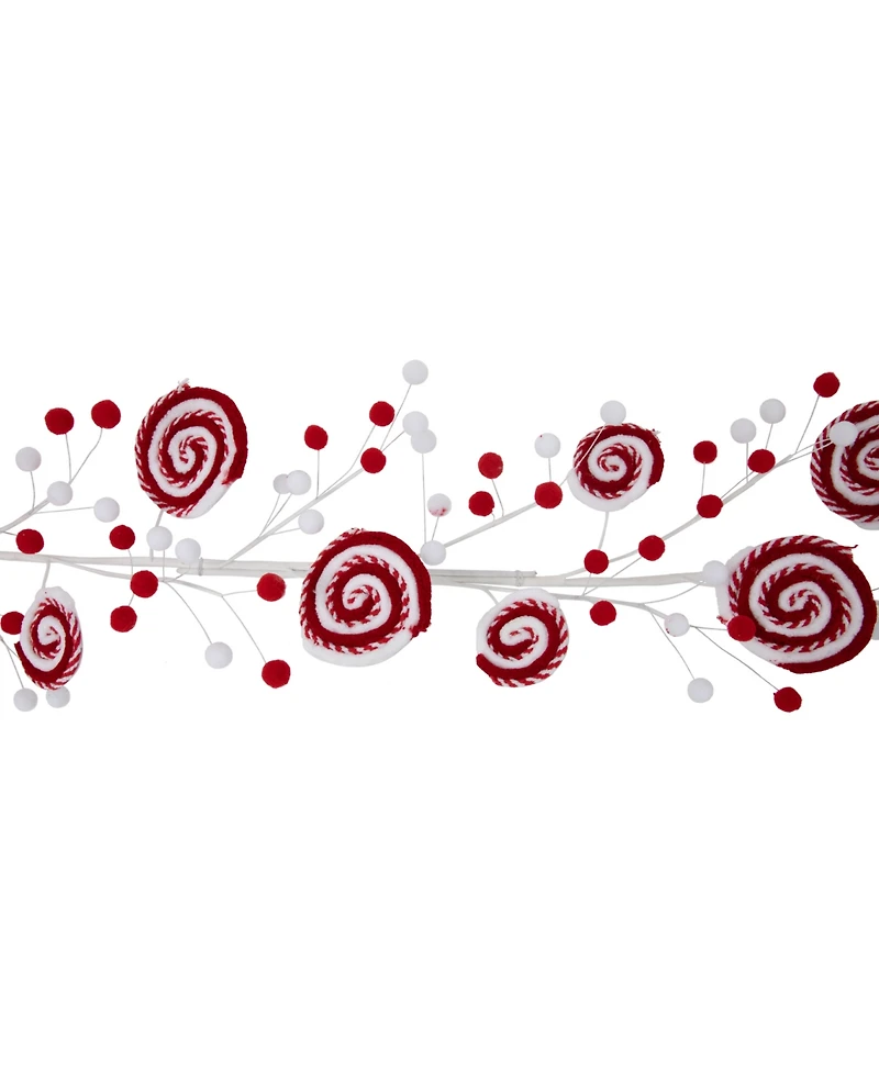 Northlight 30" Candy Cane Swirls and Pom Poms Christmas Garland