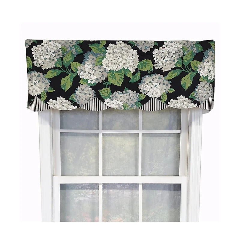 Rlf Home Luxurious Modern Design Classic Summer Wind Petticoat Style Window Valance 50" x 15" Black