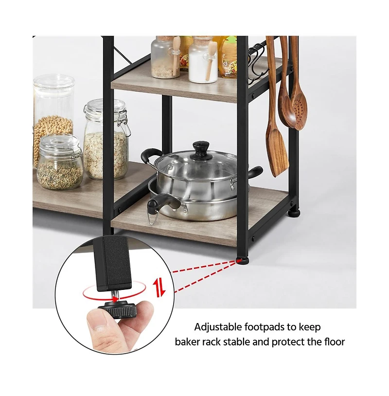 Yaheetech Industrial Rustic Kitchen Baker's Rack Brown
