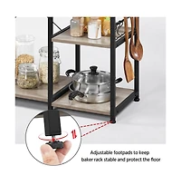 Yaheetech Industrial Rustic Kitchen Baker's Rack Brown