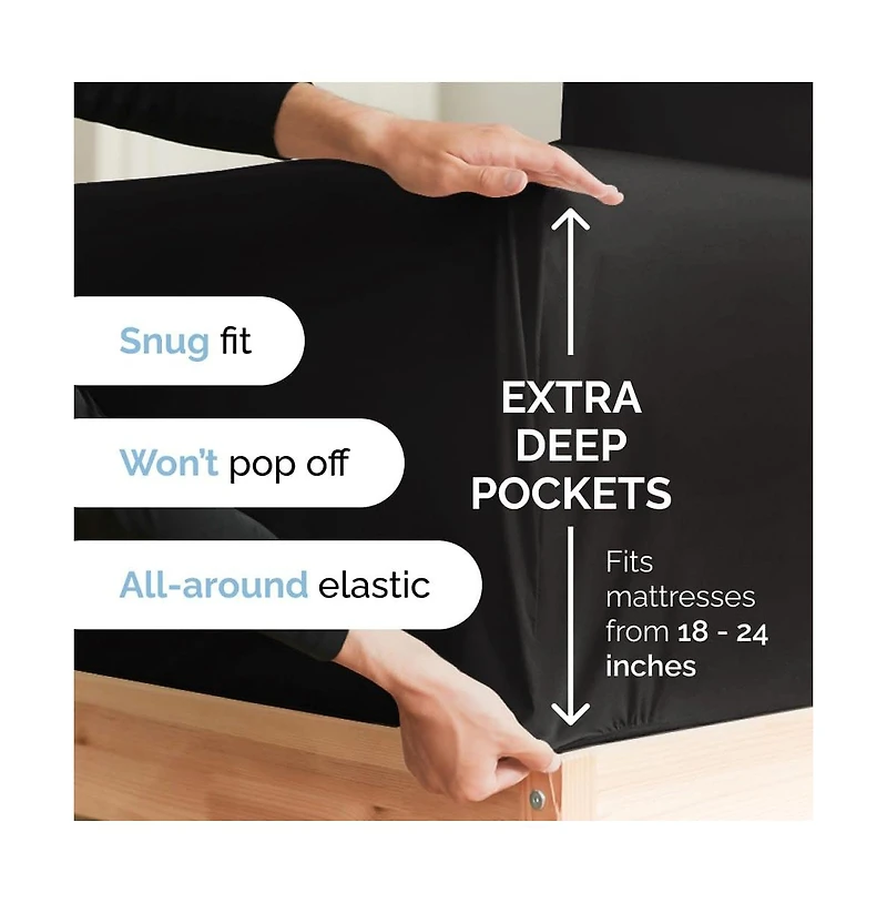 Cgk Unlimited Extra Deep Pocket 18 - 24 Inch Microfiber Fitted Sheet California King