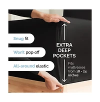 Cgk Unlimited Extra Deep Pocket 18 - 24 Inch Microfiber Fitted Sheet California King