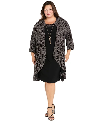R & M Richards Plus Glitter Pull-On Jacket Dress