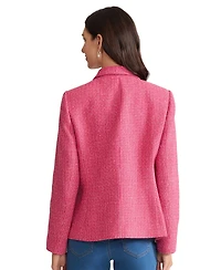 Jones New York Petite Double Breasted Notch Collar Tweed Jacket