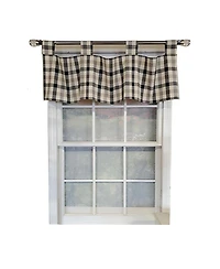 Rlf Home Bison Check Tab 4" Tabs Tab Top Lining Luxurious and Elegant Window Treatment Valance 50" x 15" Black