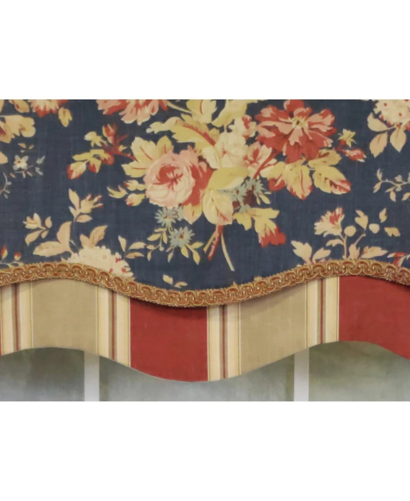 Rlf Home 3" Rod Pocket High Quality Fabric Newbury Glory Valance for Windows 50" x 16" Marine