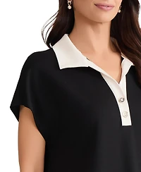 Jones New York Petite Short-Sleeve Extend Shloulder Polo Top