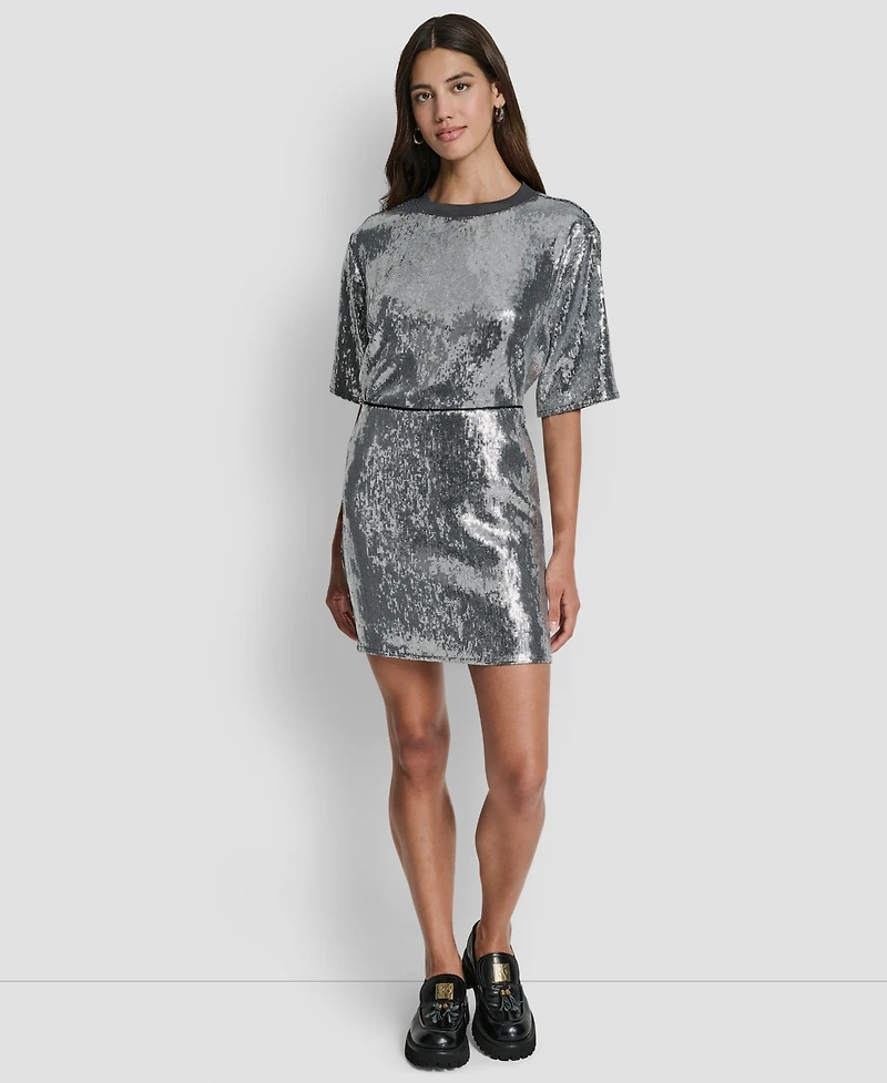 Dkny Jeans Women's Sequins Pull-On Mini Skirt