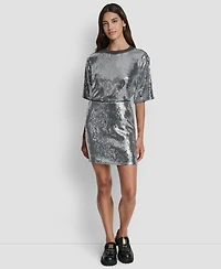 Dkny Jeans Women's Sequins Pull-On Mini Skirt