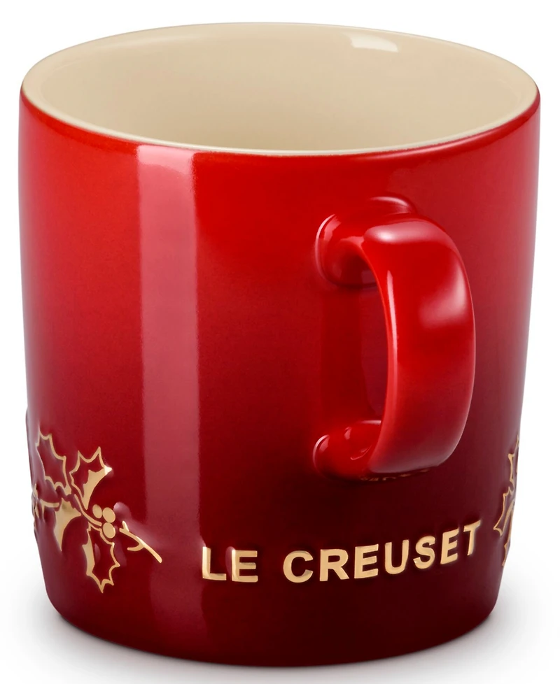 Le Creuset Stoneware Holly Collection 12 oz. Gold Applique London Mug