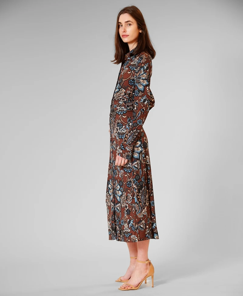 julia jordan Women's Printed Long-Sleeve Collared Dress