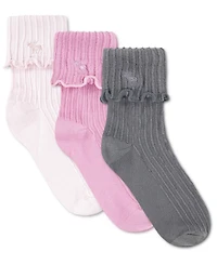 abercrombie kids Girls 3-Pack Crew Length Lettuce Hem Socks