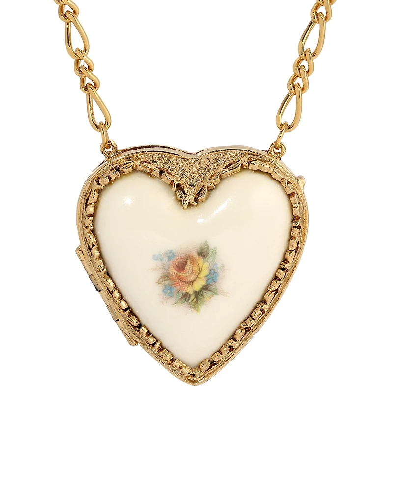 2028 Porcelain Heart Locket Necklace