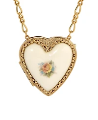 2028 Porcelain Heart Locket Necklace