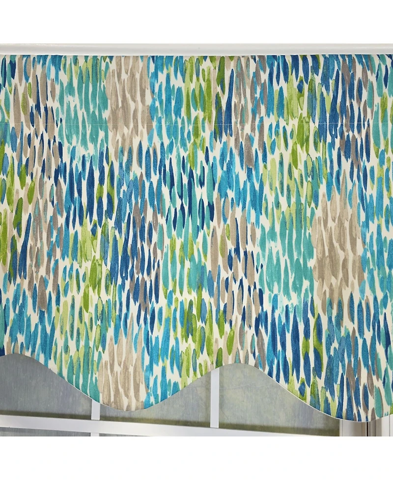 Rlf Home 100% Cotton Dazzle Provance With Poly/Cotton Ivory lining Rod Pocket Valance 50" x 17" Blue