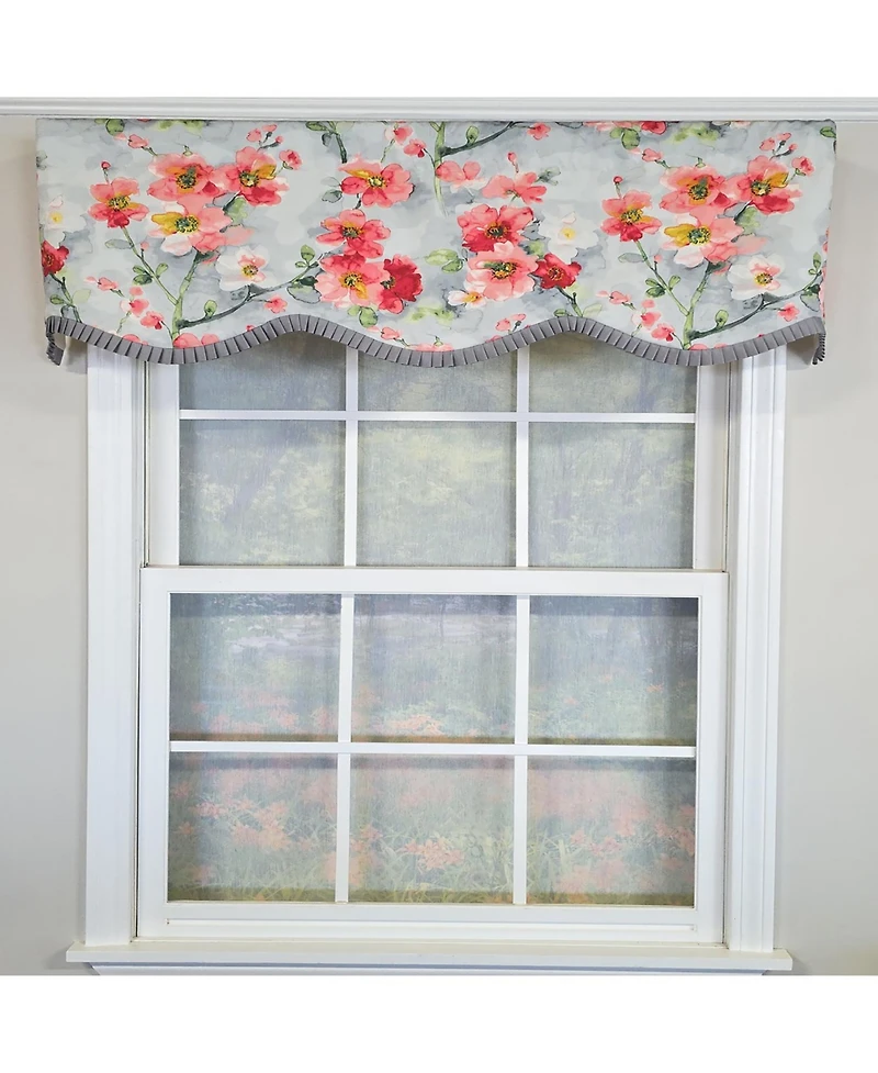 Rlf Home 100% Cotton Prosperity Provance Fully lined Windows Rod Pocket Valance 50" x 15" Gray