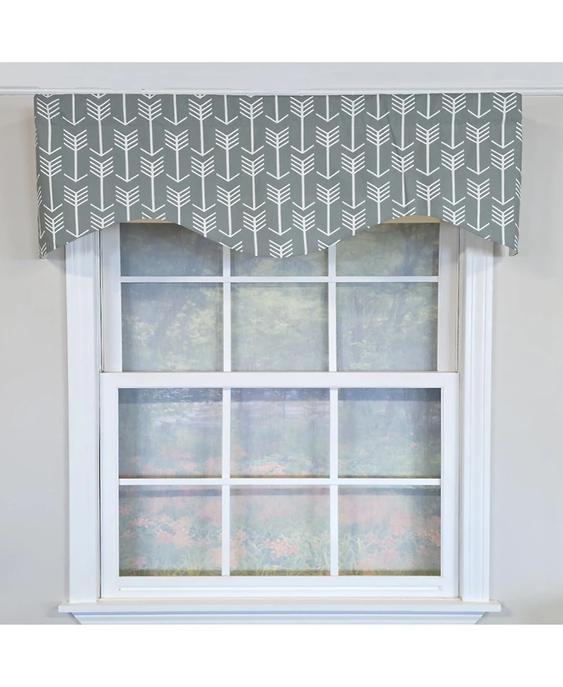 Rlf Home 100% Cotton Native Cornice With Poly/Cotton Ivory lining Rod Pocket Valance 50" x 17" Gray