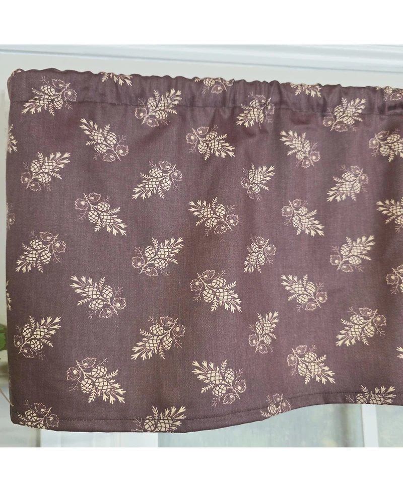 Rlf Home 100% Cotton Pine Cones Tailored Unlined Windows Rod Pocket Valance 51" x 12" Egg Plant