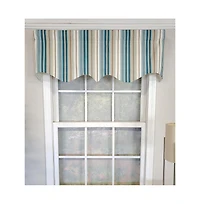 Rlf Home Elisa Stripe Regal 100% Cotton with Fully Lined 3" Rod Pocket High Quality Spot Clean Valance 50" x 17" Blue