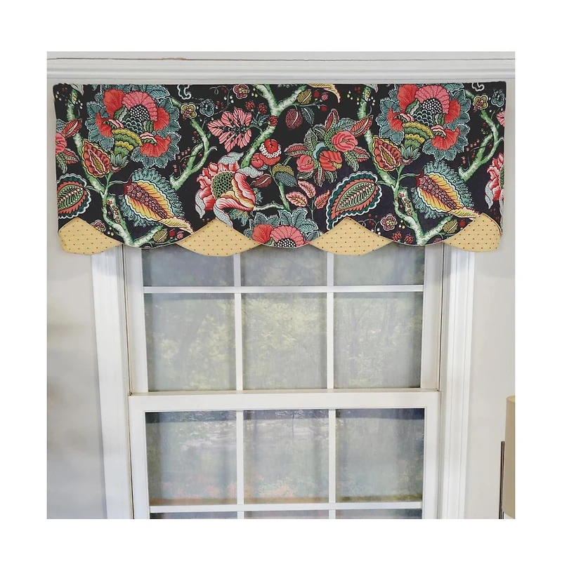 Rlf Home Zoe Petticoat 3" Rod Pocket Lining Luxurious and Elegant Window Treatment Valance 50" x 15" Black