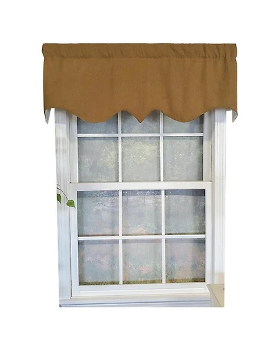 Rlf Home Linen Slub Regal 3" Rod Pocket Lining Luxurious and Elegant Window Treatment Valance 50" x 17" Coffee