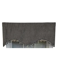 Rlf Home 3" Rod Pocket High Quality Fabric Jasper Cornice Valance with Tassel Trim for Windows 50" x 17" Charcoal