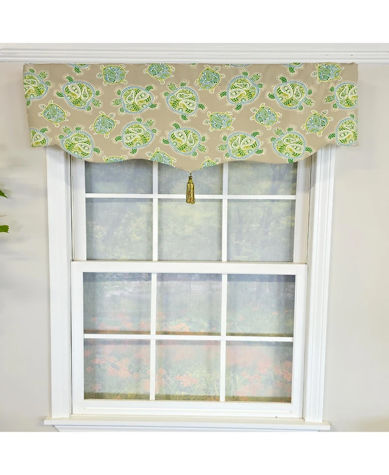 Rlf Home 100% Cotton Tortuga Stanform Fully lined Windows Rod Pocket Valance 50" x 16" Green
