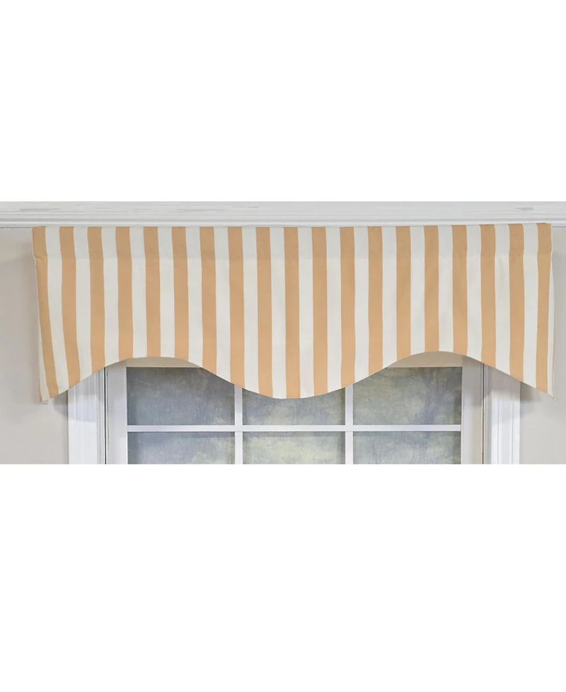 Rlf Home Playa Stripe Cornice Traditional Valance Tan 100% Cotton Lined 50" x 17" Tan