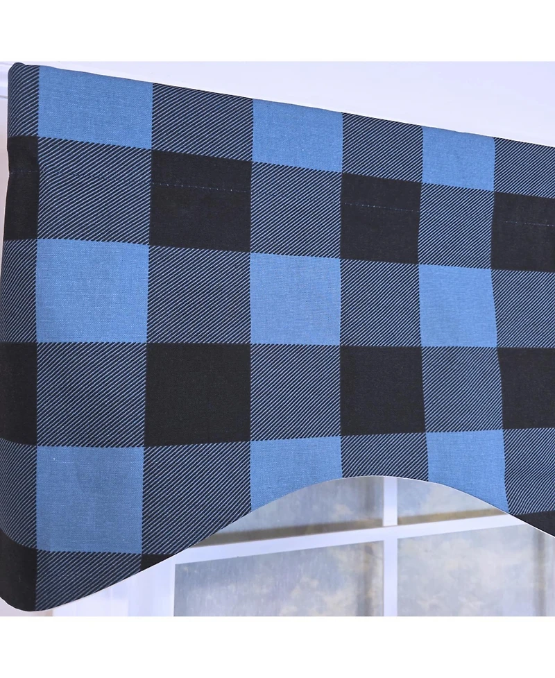 Rlf Home 100% Cotton Barnyard Check Cornice Fully lined Windows Rod Pocket Valance 50" x 17" Blue