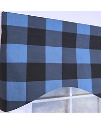 Rlf Home 100% Cotton Barnyard Check Cornice Fully lined Windows Rod Pocket Valance 50" x 17" Blue
