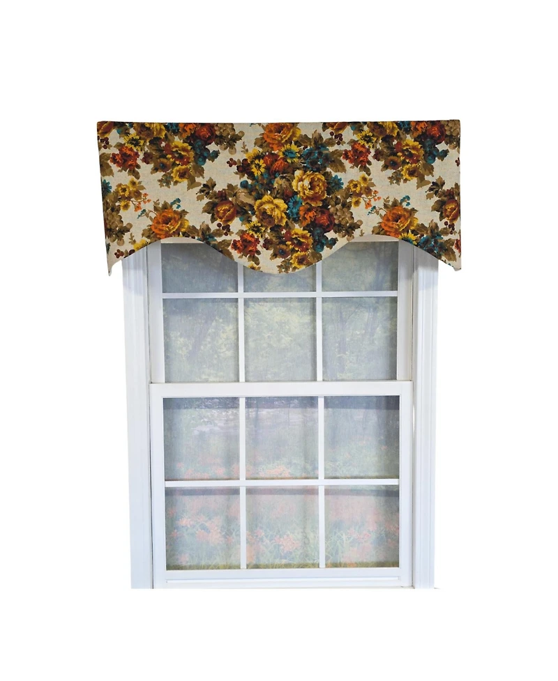 Rlf Home 100% Cotton Bountiful Cornice Fully lined Windows Rod Pocket Valance 50" x 17" Multi
