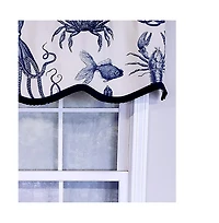 Rlf Home Modern Design Classic Aquarium Provance Style Window Valance 50" x 17" Navy