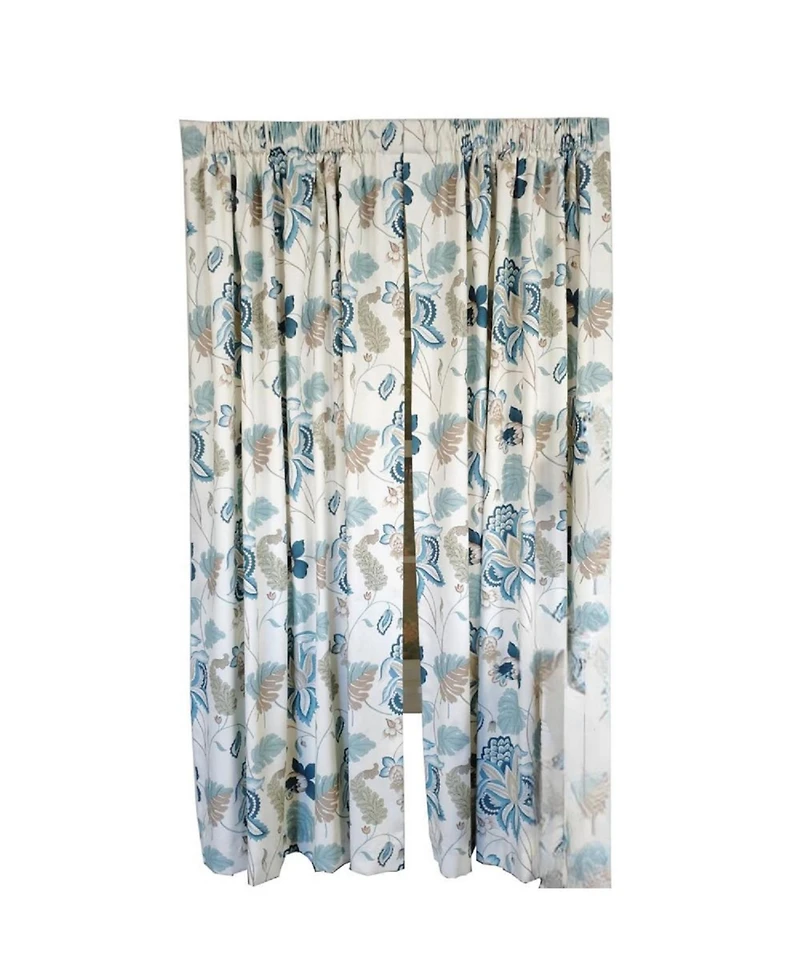Rlf Home Samanta Window Treatment 100% Cotton High-Quality Decorator Fabric Fully Lined Curtain Panels 100" X 96" Blue