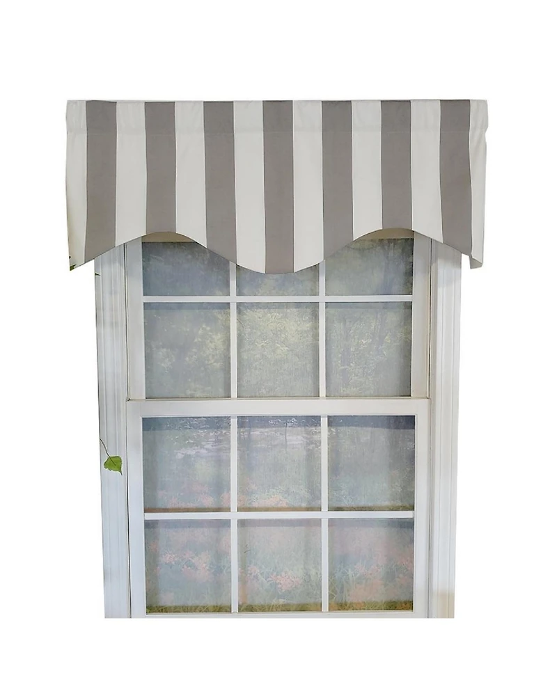 Rlf Home Cabana Stripe Cornice 3" Rod Pocket Lining Luxurious and Elegant Window Treatment Valance 50" x 17" Gray