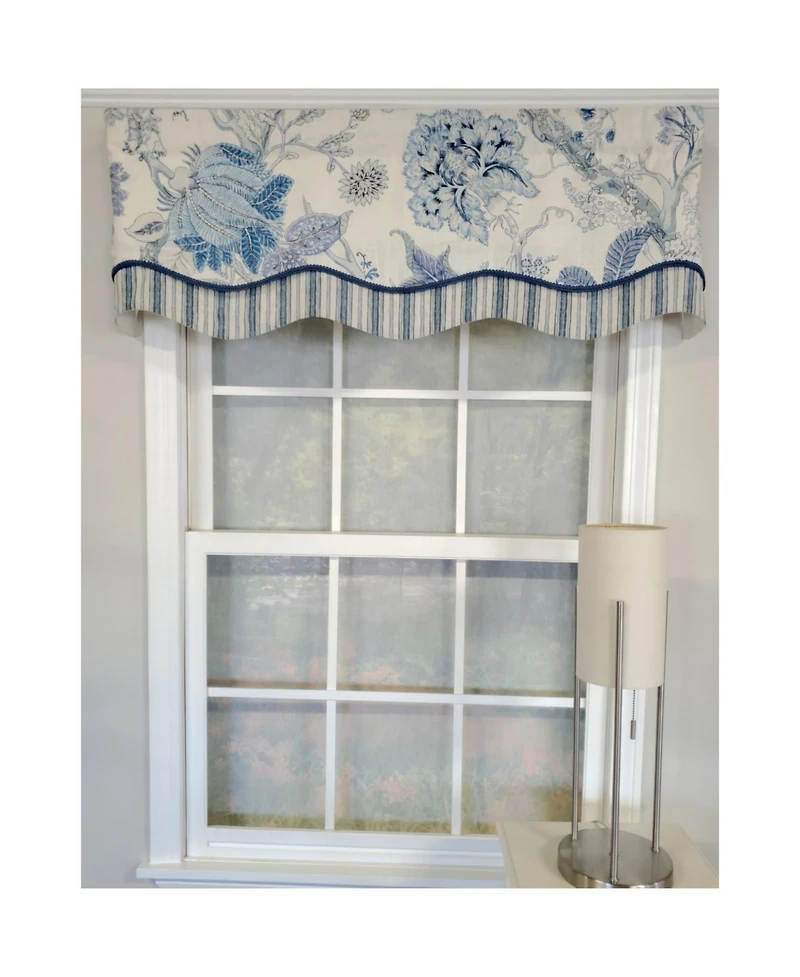 Rlf Home 3" Rod Pocket High Quality Fabric Chloe Glory Valance for Windows 50" x 16" Blue