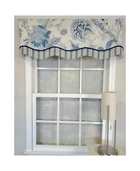 Rlf Home 3" Rod Pocket High Quality Fabric Chloe Glory Valance for Windows 50" x 16" Blue