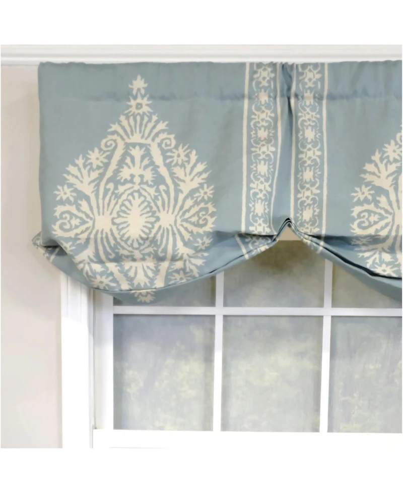 Rlf Home 3" Rod Pocket High Quality Fabric Nora Stationary Balloon Valance for Windows 50" x 23" Blue