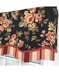 Rlf Home 100% Cotton Lancaster Glory Fully lined Windows Rod Pocket Valance 50" x 16" Black