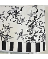 Rlf Home Reef Banded Valance Collection - 100% Cotton Window Treatment 50" x 16" Black