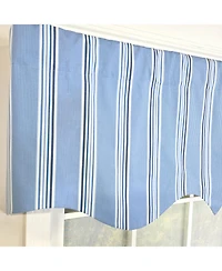 Rlf Home 100% Cotton Freya Stripe Regal Fully lined Windows Rod Pocket Valance 50" x 17" Blue