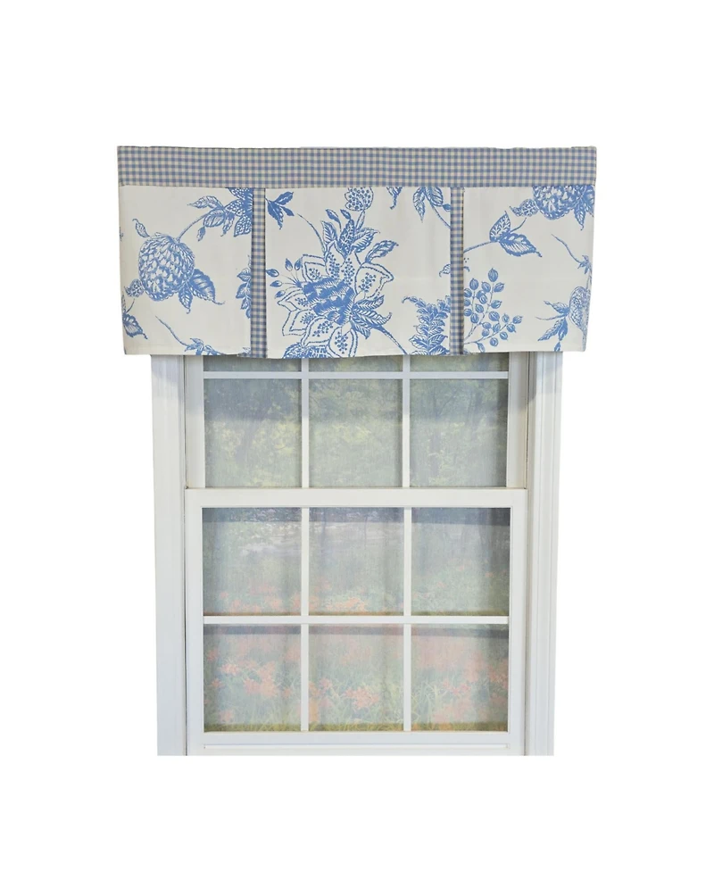 Rlf Home 100% Cotton Natalia Pleated Unlined Windows Rod Pocket Valance 50" x 17" Blue