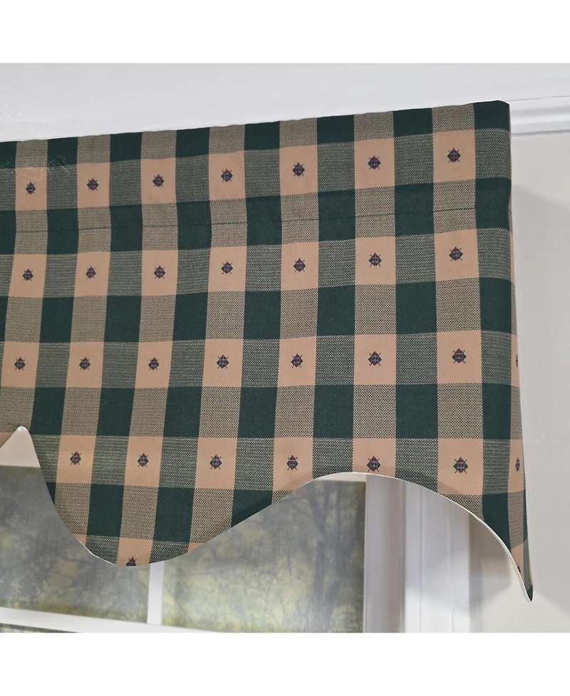 Rlf Home 100% PolyesterCollette Squares Shaped Fully lined Windows Rod Pocket Valance 51" x 15" Green