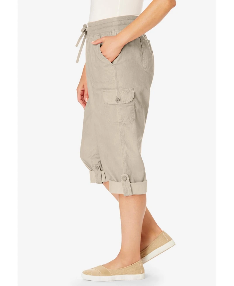 Woman Within Plus Convertible Length Cargo Capri/Bermuda