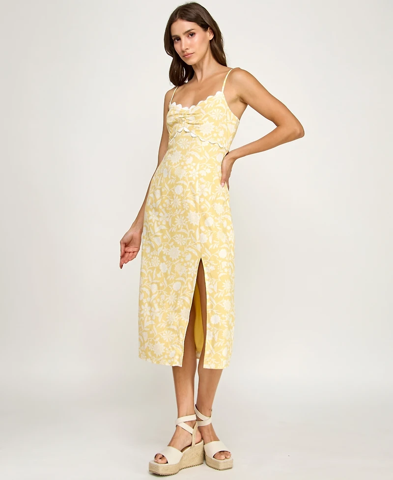 Row A Juniors' Sleeveless Ric Rac Bust Slim Midi Dress