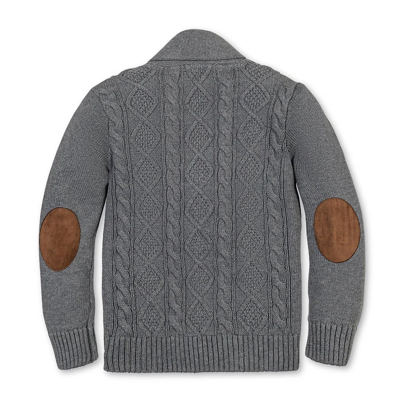 Hope & Henry Boys Organic Shawl Collar Cable Sweater Cardigan